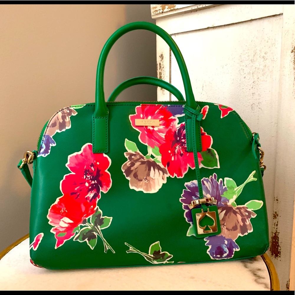 Green floral Kate Spade purse